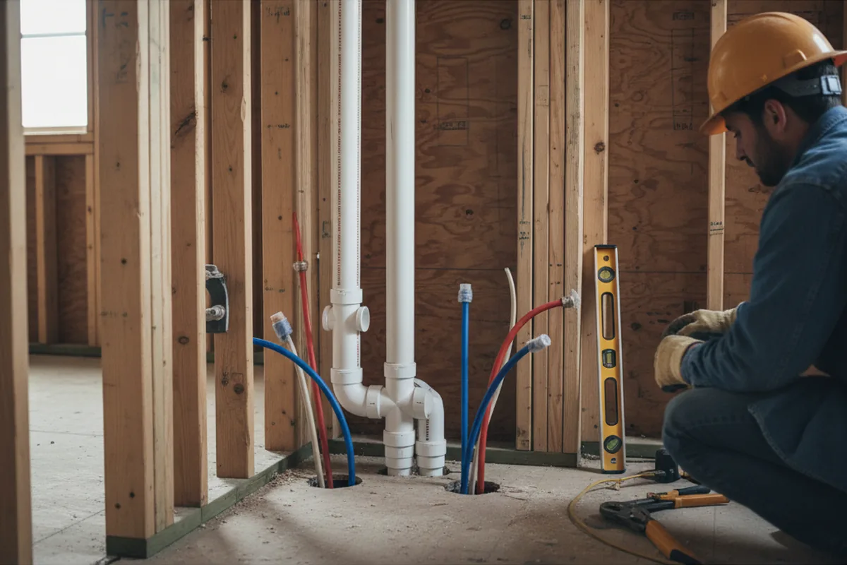 Drain and supply rough-in during Leak Detection in Jonas Ridge
