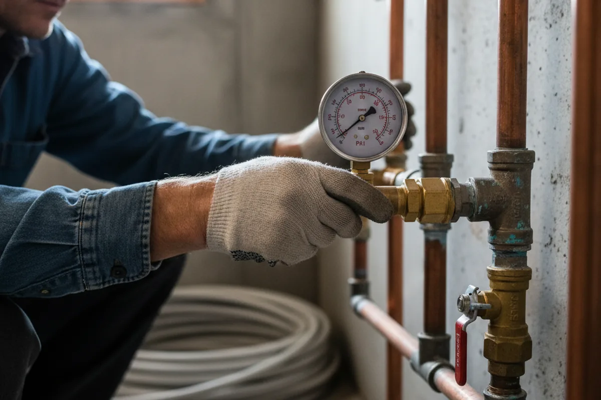 Pressure testing a repaired line during Water Line Repair in Jonas Ridge